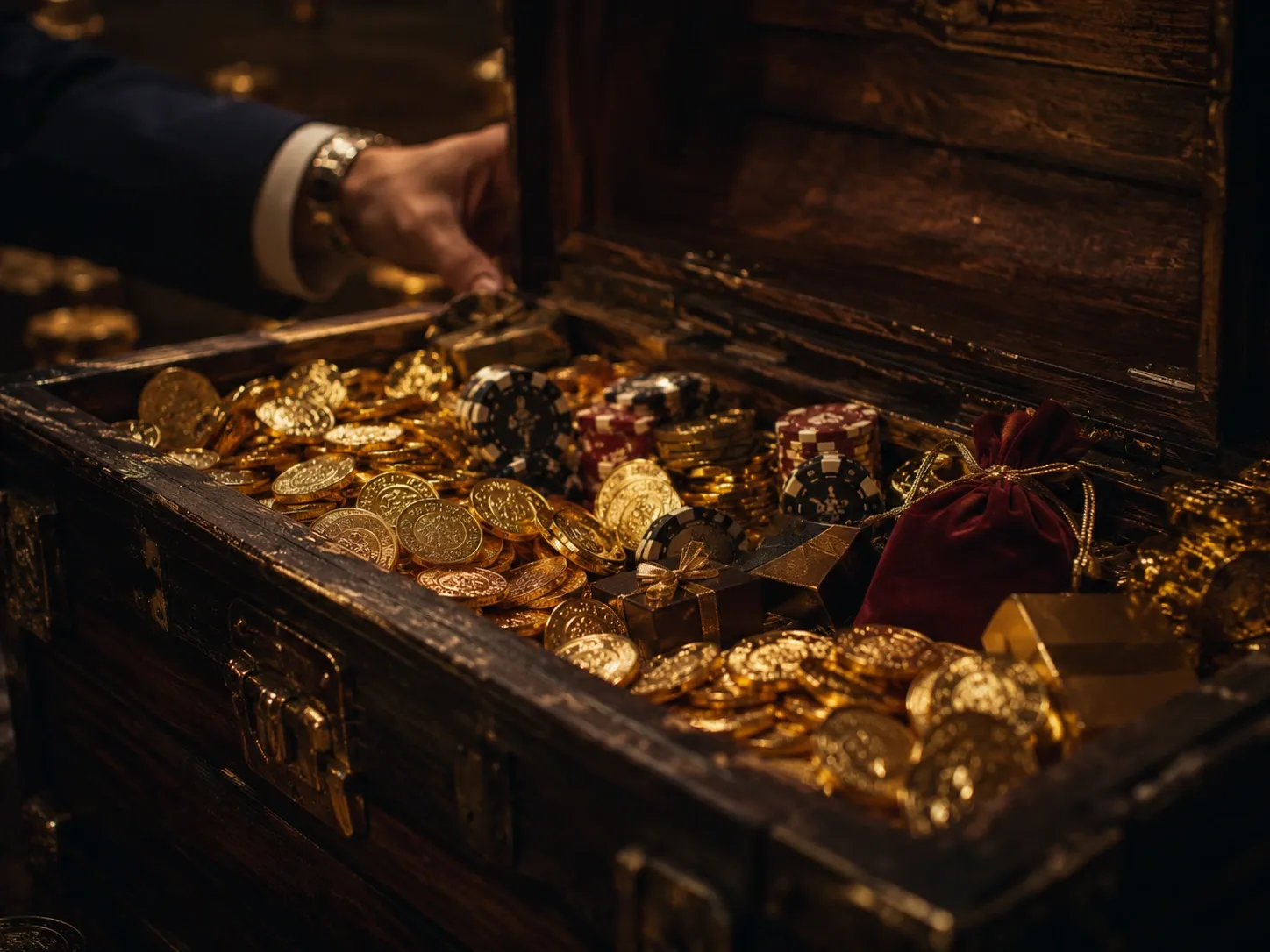 Luxury Casino Bonus Treasure Chest With Gold